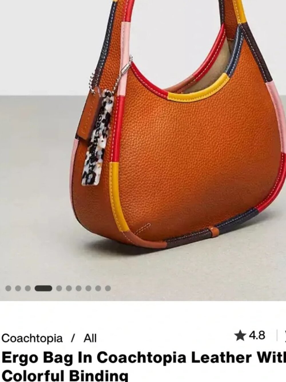 Coachtopia Large Ergo Bag Burnished Amber Brown Multicolors + Star Hangtag Charm